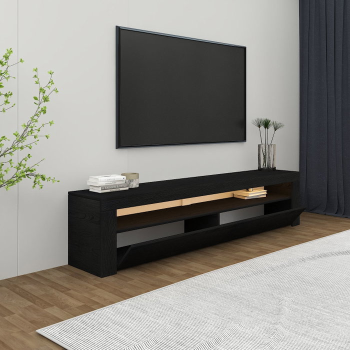 Hanah Home Soporte para TV Batı - Wood Black con Luces LED